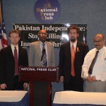 August 10, 2009 - National Press Club Conference - Speakers -- from left to right: ICC's Jeremy Sewall, Pakistan Christian Congress' Dr. Nazir S. Bhatti, R.E.A.L.'s Jeffrey Imm, AFB's Ahmar Mustikhan