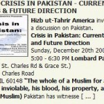 Image from Hizb ut-Tahrir America's Web Site Promoting a Chicago Suburb Event on Pakistan on December 20