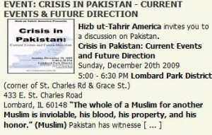 Image from Hizb ut-Tahrir America's Web Site Promoting a Chicago Suburb Event on Pakistan on December 20