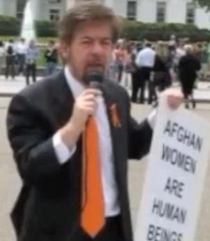 R.E.A.L.' s Jeffrey Imm Outside White House in Washington DC Protesting Calls for Taliban Reconciliation, Concern for Impact on Women's Rights