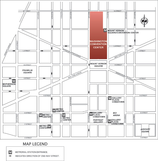 Map of DC Convention Ctr Area - Rally to be in Mt. Vernon Square facing the end of the Convention Center