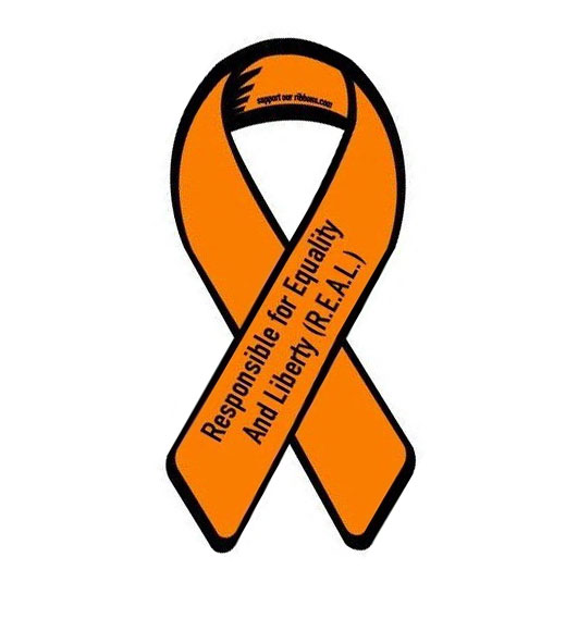 Orange Ribbon for Universal Human Rights - Responsible for Equality And Liberty (R.E.A.L.)