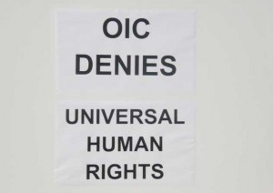 Sign at R.E.A.L.'s Protest of OIC