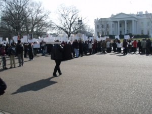 Protesters Line Up Along Pennsylvania Avenue in front of the White House