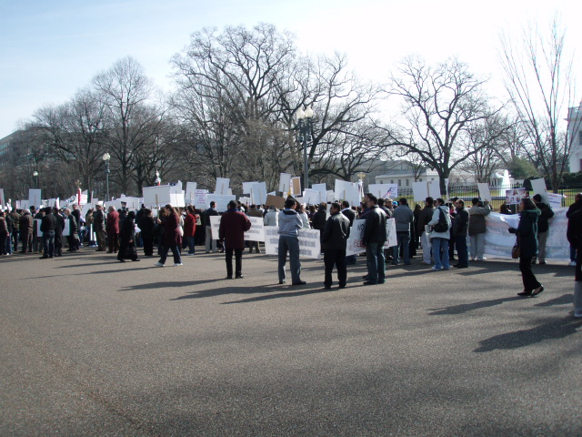 Copts Lining Up on Pennsylvania Avenue in Front of the White House