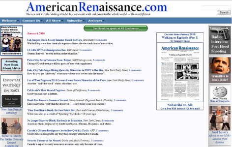 Web Image from "White Nationalist" Hate Group American Renaissance