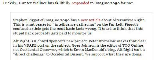 "Alternative Right" Richard Spencer Thanks Occidental Dissent's "Hunter Wallace" for Defending Him