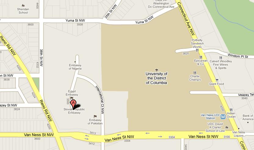 Area Map Showing Washington DC Nigerian Embassy