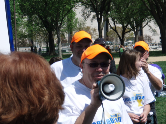 Ted Pearce Organizes Marchers at the Beginning of Washington DC "March of Remembrance"