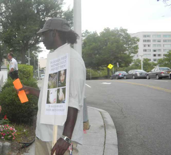 Protester Outside Saudi Embassy