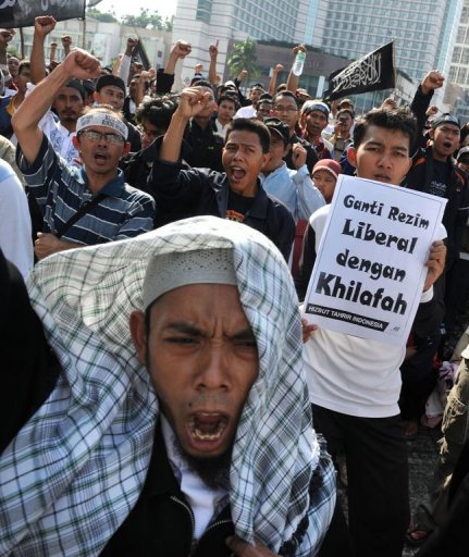 Anti-Democracy Group Hizb ut-Tahrir Protest in Indonesia