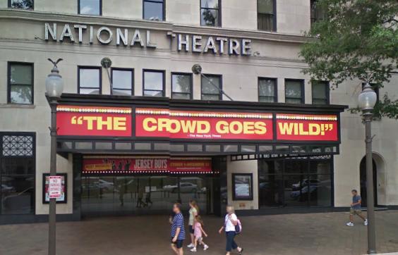 National Theater Marquee: Rain Plan Location Alternative - Across the Street from Freedom Plaza - National Theater Address:  1321 Pennsylvania Avenue, NW, Washington, DC 20004