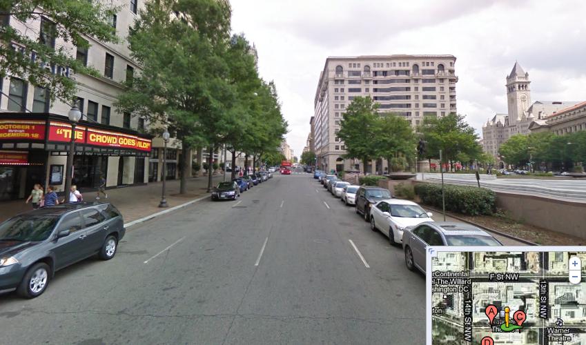 What if it Rains?  If we have a brief thunderstorm, will stand under the shelter in front of the National Theater (Left), which is right next to Freedom Plaza (Right) 