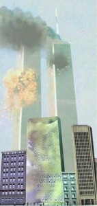 SIOA Graphic Dramatizing 45 Park Place with Graphic of WTC Attack - NOT showing it is Two Blocks Away