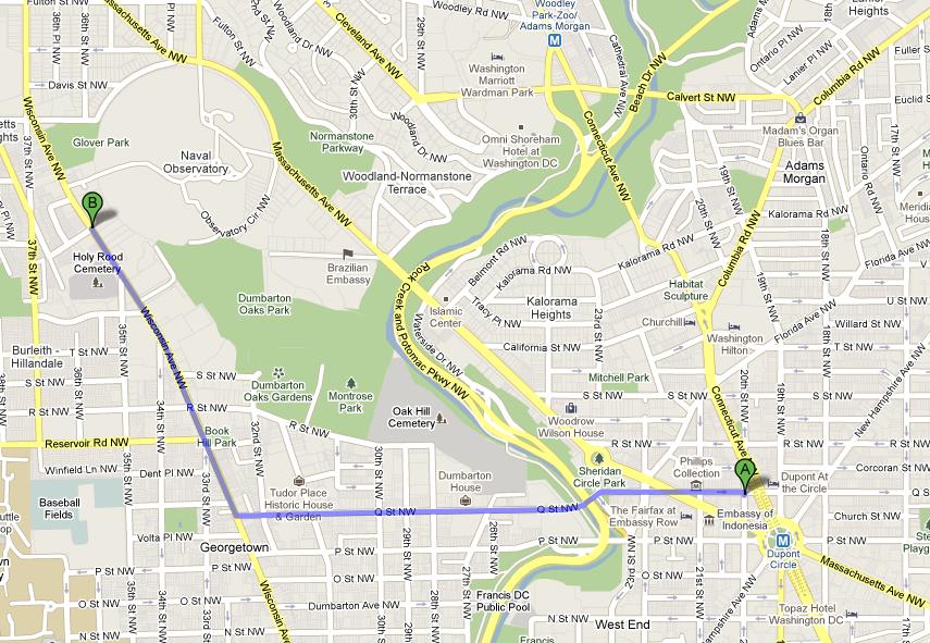 Walking Directions Map from Dupont Circle