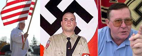 United in Hate: Ku Klux Klan's Randy Gray (image 1), National Socialist Movement's Jeff Schoep (image 2), and Christian Identity's James Wickstrom (image 3)