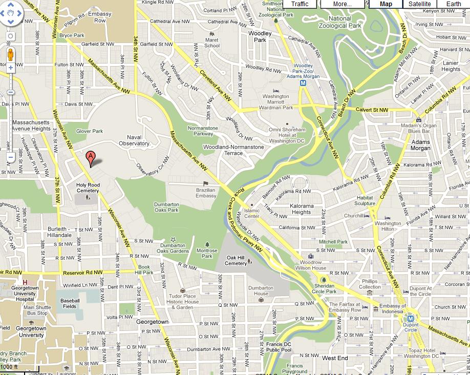 Washington DC: Street Map Showing Area Around 2209 Wisconsin Avenue, N.W.