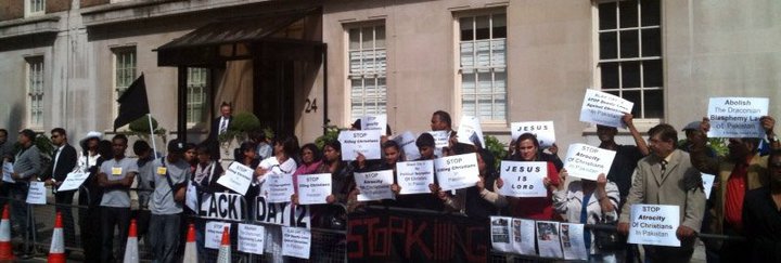 UK - Black Day-2 observed by Pakistani Christian Diaspora in UK, with protest in front of Pakistan High Commission in London on August 11: Photo by Christian Social Link UK