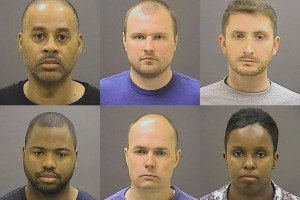 Six Baltimore City Police Officers Arrested in the Death of Freddie Gray, top row from left, Caesar Goodson, Garrett Miller and Edward Nero, and bottom row from left, William Porter, Lt. Brian Rice and Sgt. Alicia White. (Source: Baltimore PD) 