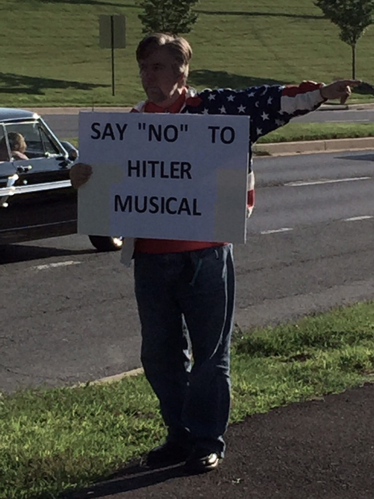 R.E.A.L.'s Jeffrey Imm at Protest in Front of Olney Theatre Center. Prior to Protest, theater called to police to try to stop protest